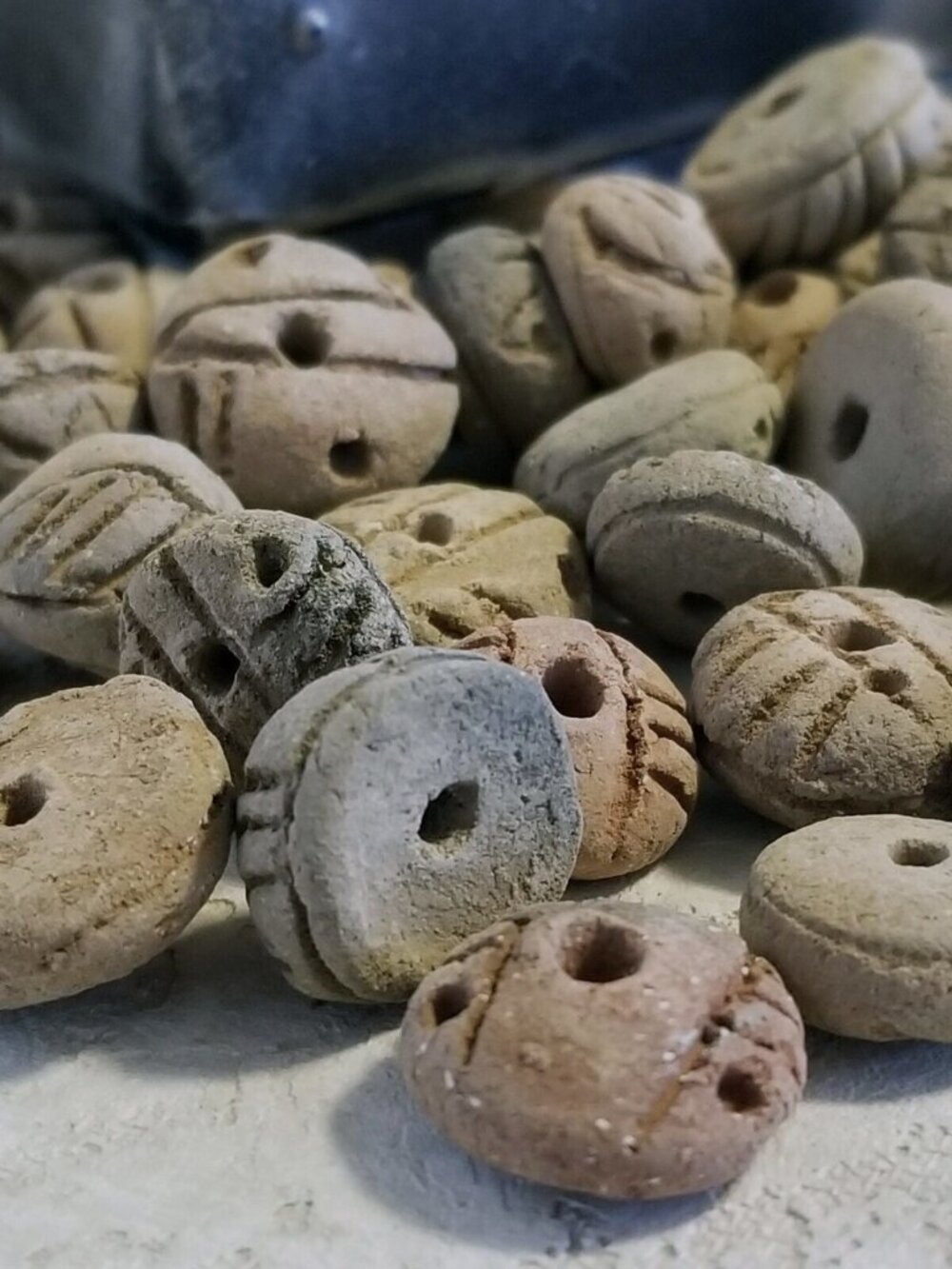 Vintage South American Tribal Terra Cotta Clay Beads Rondelle Assortment 10 pcs